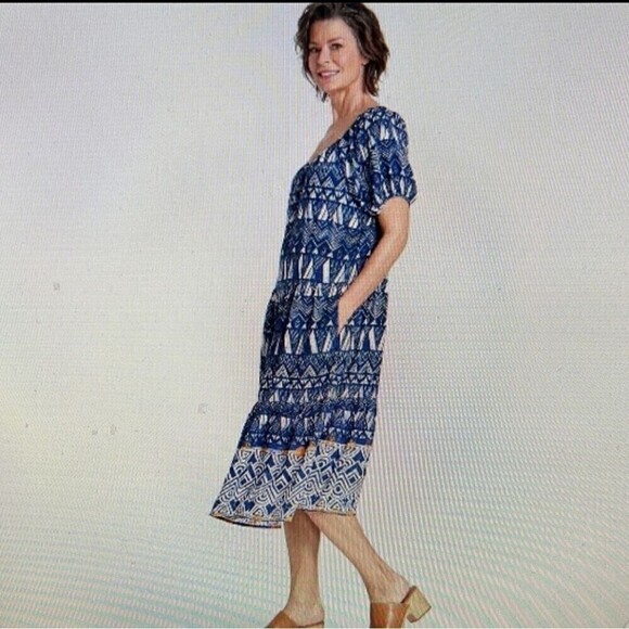 Knox Rose Woman’s Blue Surfs Up Maxi Dress Tribal Print Size Large - Picture 2 of 9